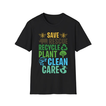 Save Bees Rescue Animals Recycle Plastic Care Earth Day T-Shirt