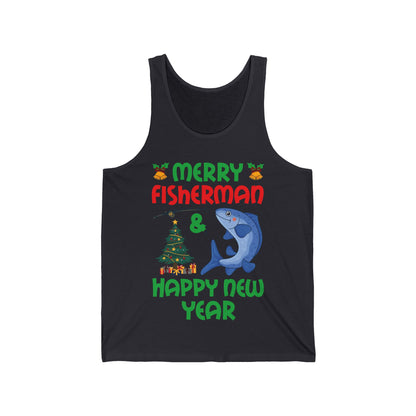 Funny Bass Fishing Merry Fishmas And Happy New Year Christmas Xmas Tank Top