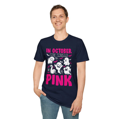 Groovy Wear Pink Breast Cancer Warrior Cute Ghost Halloween T-Shirt