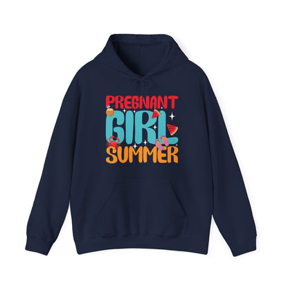 Groovy Pregnancy Reveal Pregnant Girl Summer Hoodie For Baby Shower Hoodie