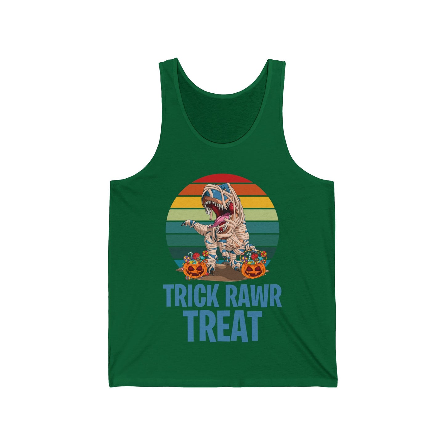 Funny Trick Rawr Treat Halloween Costume Pumpkin Dinosaur Candy T-Rex Lovers Tank Top Men Women