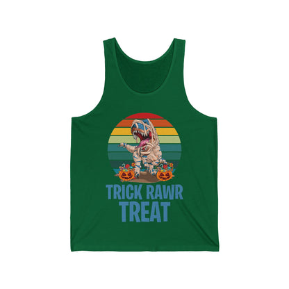 Funny Trick Rawr Treat Halloween Costume Pumpkin Dinosaur Candy T-Rex Lovers Tank Top Men Women