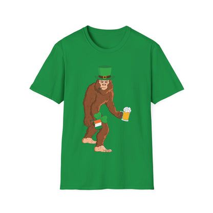 Funny Leprechaun Bigfoot St Patricks Day Sasquatch Irish Flag T-Shirt For Men Women T-Shirt