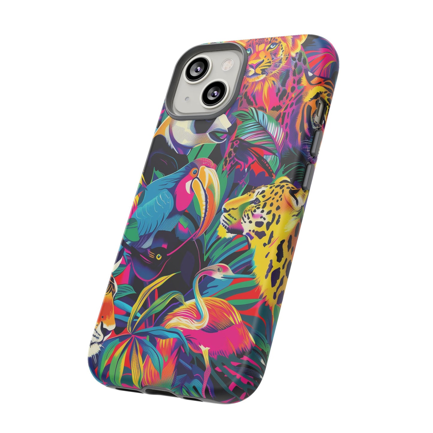 Animal Collage Pattern iPhone 13 14 15 16 Pro Max Plus Case Wireless Charging Compatible Tough Cases Protection, Magnetic Phone Case for iPhone Classic Series