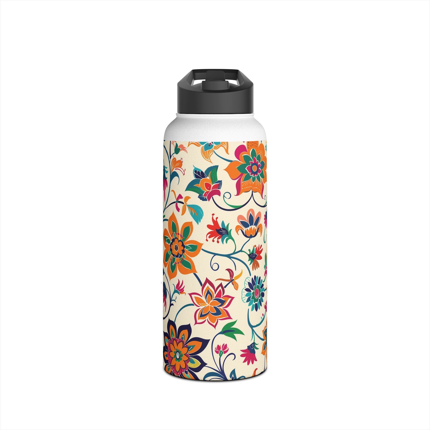 Fiesta Fiesta White Pattern Stainless Steel Water Bottle with Twist-on Lid and Double-Wall Vacuum Insulation