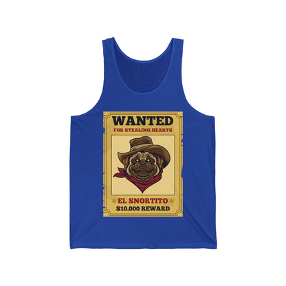 Vintage Pug Wanted Poster Cute Western Cowboy Funny Pug Dog Tank Top For Men Women Tank Top