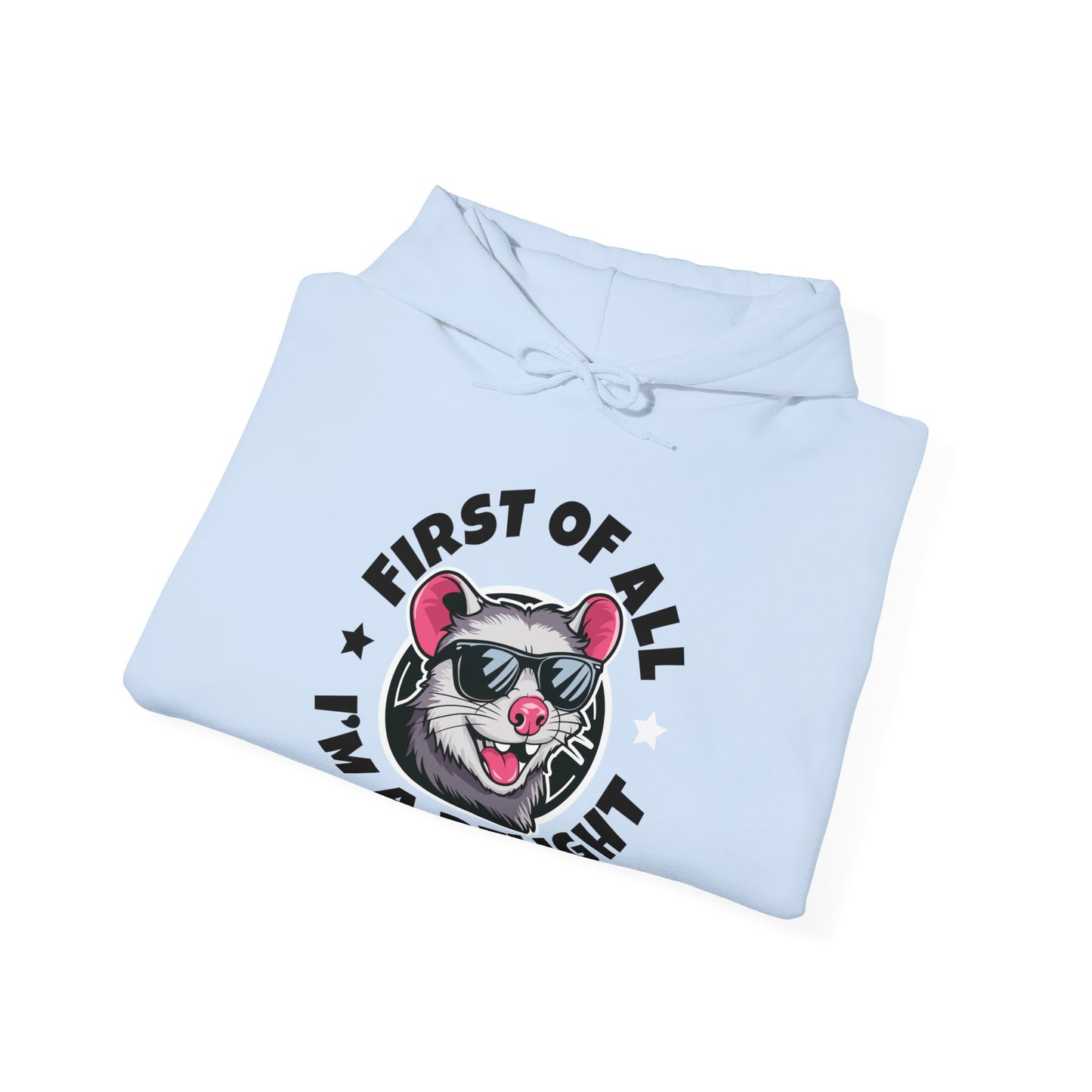 Funny First Of All I'm A Delight Sarcastic Angry Opossum Possum Hoodie For Men Women Hoodie