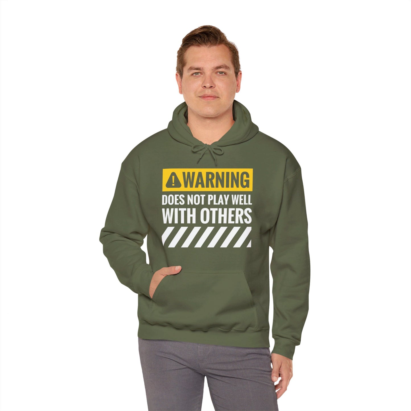 Funny Warning Does Not Play Well With Others Caution Sign Hoodie For Men Women Hoodie