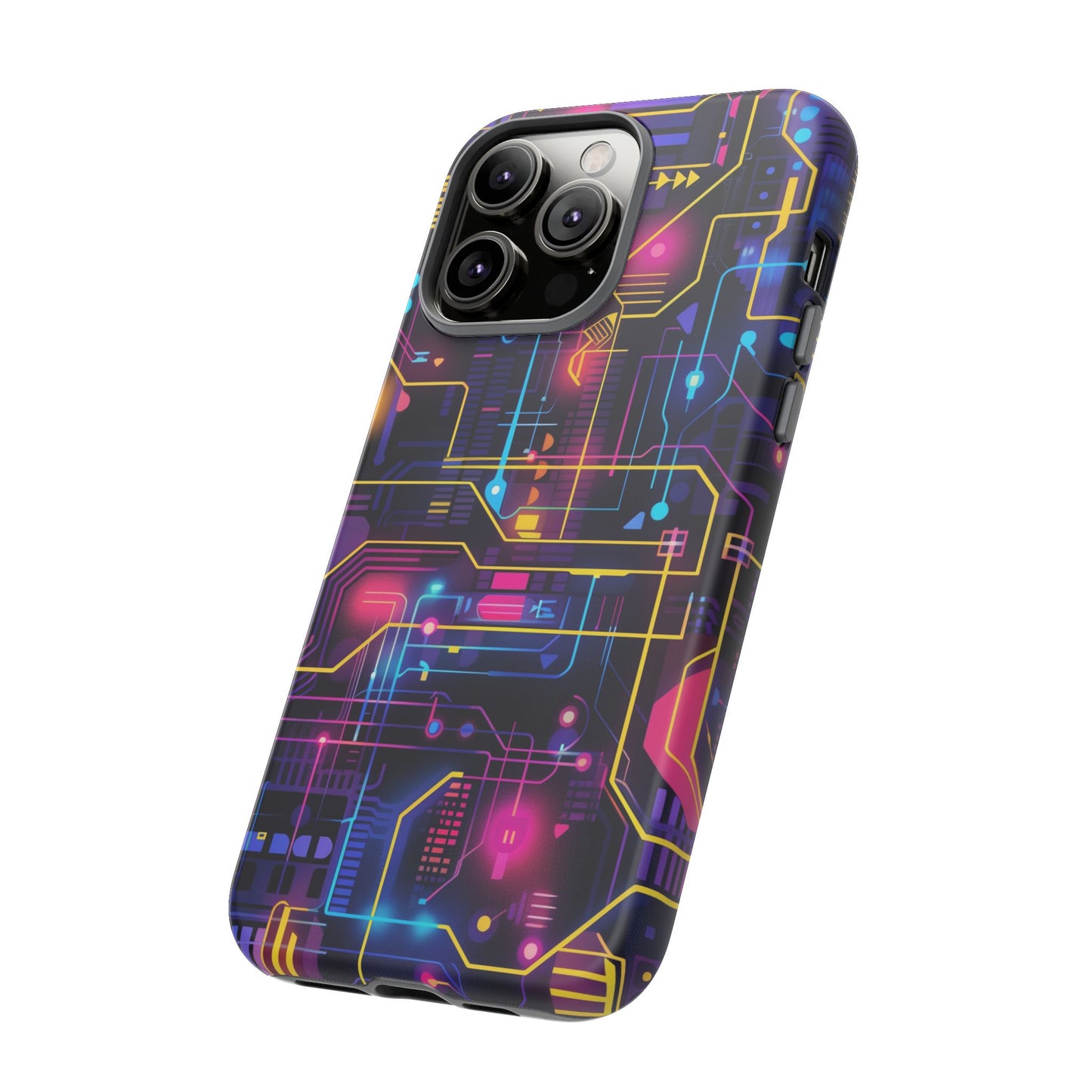 Cyberpunk Neon Vibrant Pattern iPhone 13 14 15 16 Pro Max Plus Case Wireless Charging Compatible Tough Cases Protection, Magnetic Phone Case for iPhone Classic Series