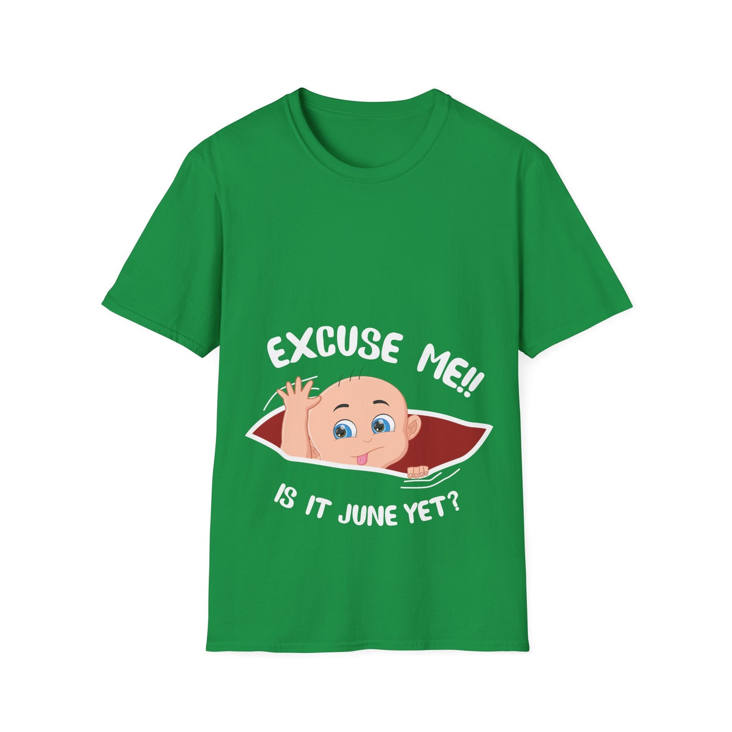 Personalized Month Womens Excuse Me Is It June Yet Cute Baby Girl Funny Pregnancy T-Shirt