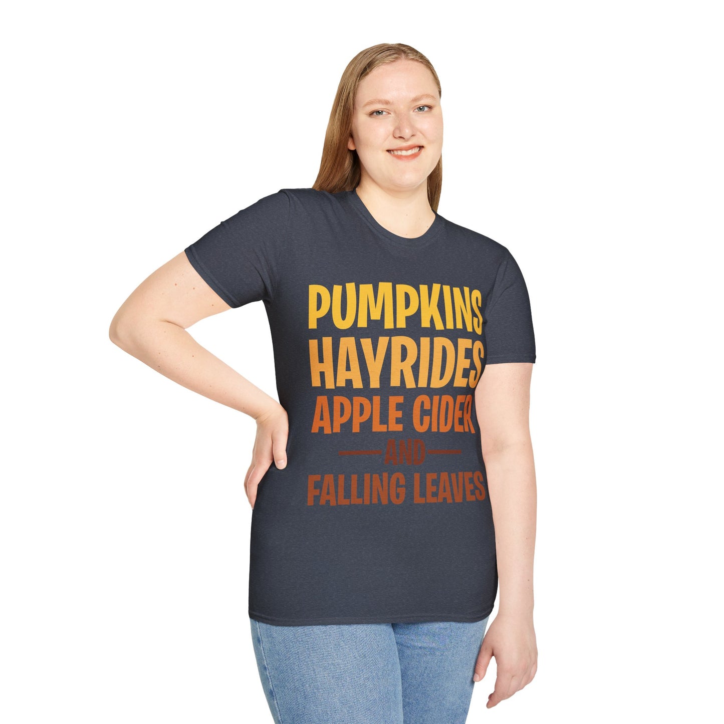 Pumpkins Hayrides Apple Cider & Falling Leaves Halloween T-Shirt Men Women