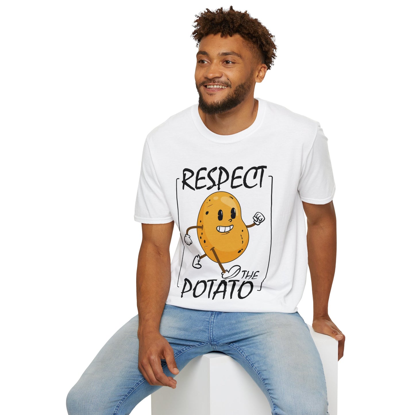 Funny Respect The Potato Gift Men Cute Root Vegetable Lovers Vegan T-Shirt For Men Women T-Shirt