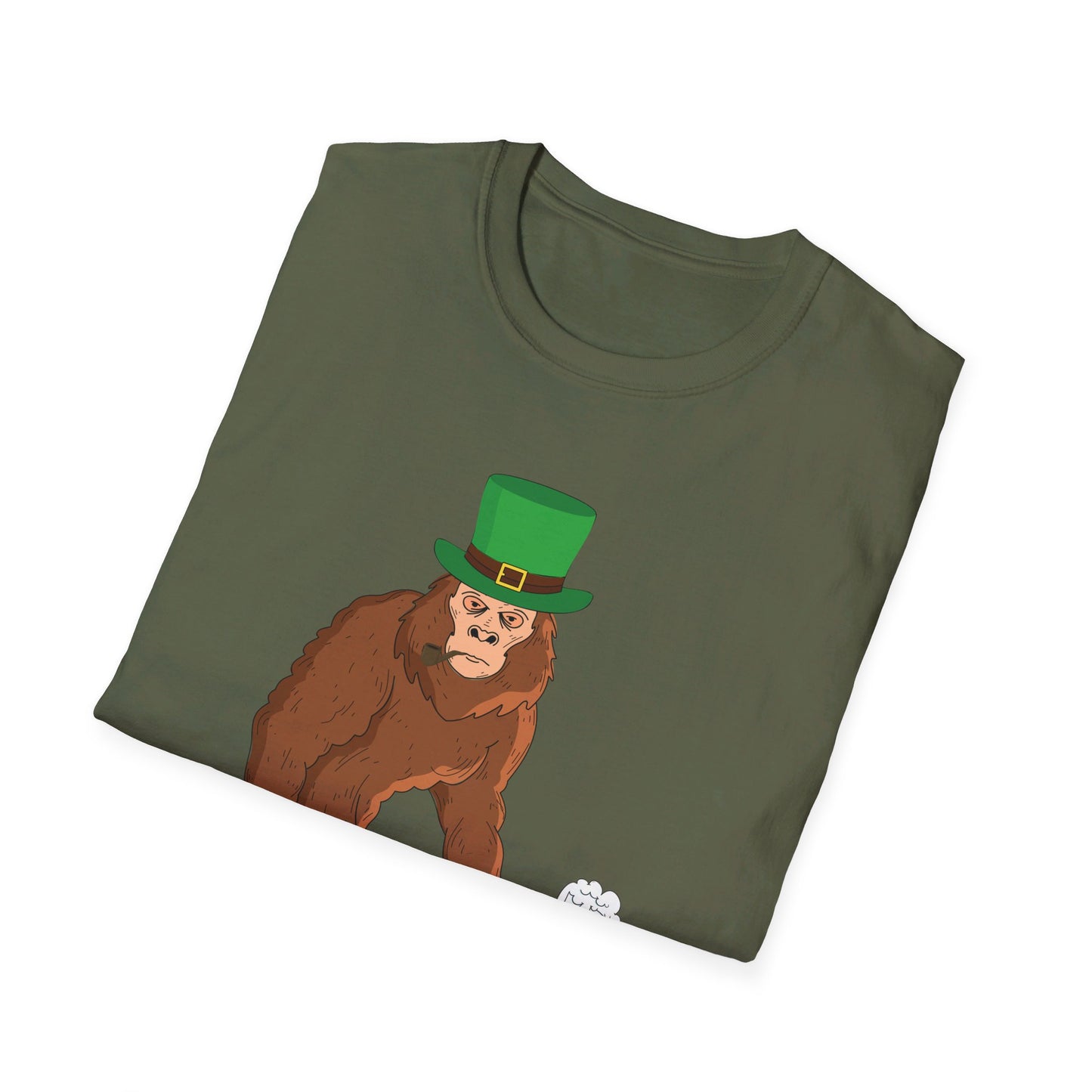 Funny Leprechaun Bigfoot St Patricks Day Sasquatch Irish Flag T-Shirt For Men Women T-Shirt