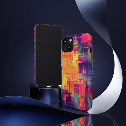 Glitch Art Pattern  iPhone 13 14 15 16 Pro Max Plus Case Wireless Charging Compatible Tough Cases Protection, Magnetic Phone Case for iPhone Classic Series