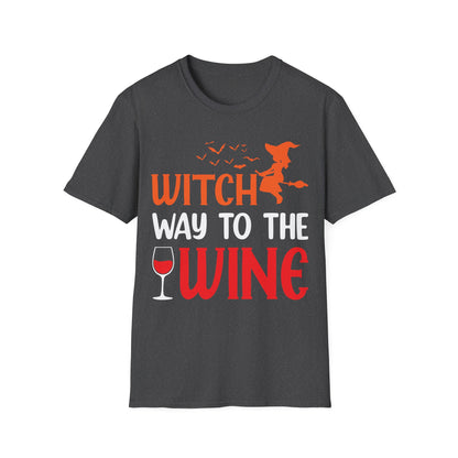 Women's Witch Way To The Wine Funny Wine Drinking Halloween Party T-Shirt