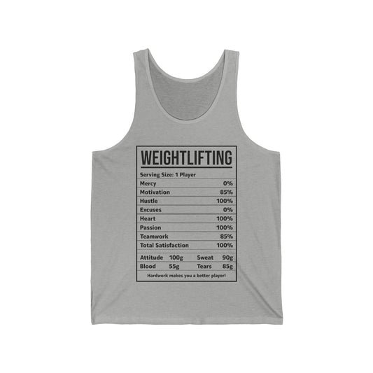 Funny Weightlifting Nutrition Facts Bodybuilding Tank Top Men Women