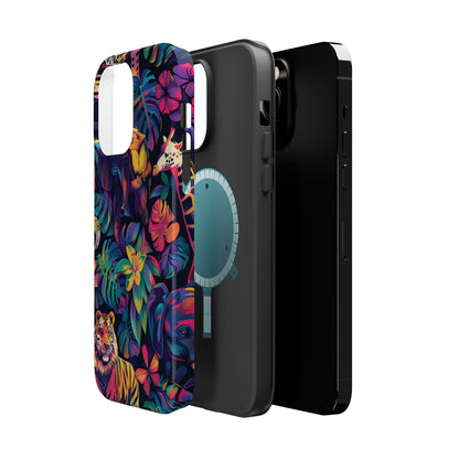 Animal Collage Vibrant Pattern iPhone 13 14 15 Pro Max Plus Case Compatible with MagSafe Tough Cases Protection, Magnetic Phone Case for iPhone  Classic Series