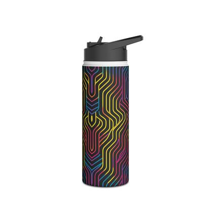 Geometric Illusion Vibrant Pattern Stainless Steel Water Bottle with Twist-on Lid and Double-Wall Vacuum Insulation