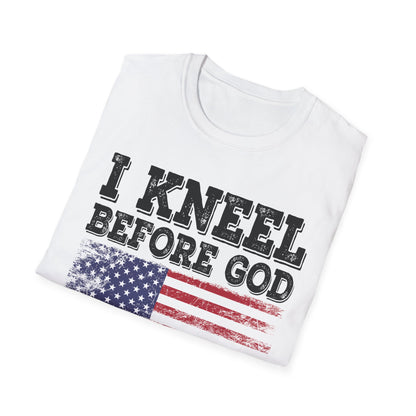 I Kneel Before God And I Stand For The Flag USA United States Flag T-Shirt