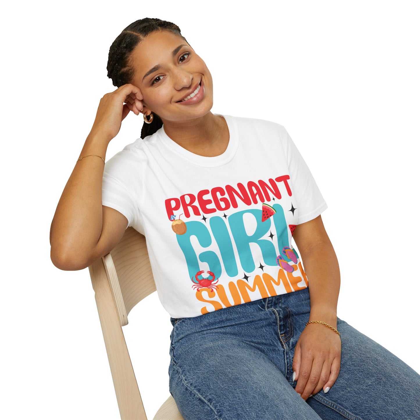 Groovy Pregnancy Reveal Pregnant Girl Summer T-Shirt For Baby Shower T-Shirt