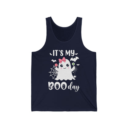 Funny Its My Boo Day Cute Birthday Ghost Pink Bow Funny Halloween Tank top