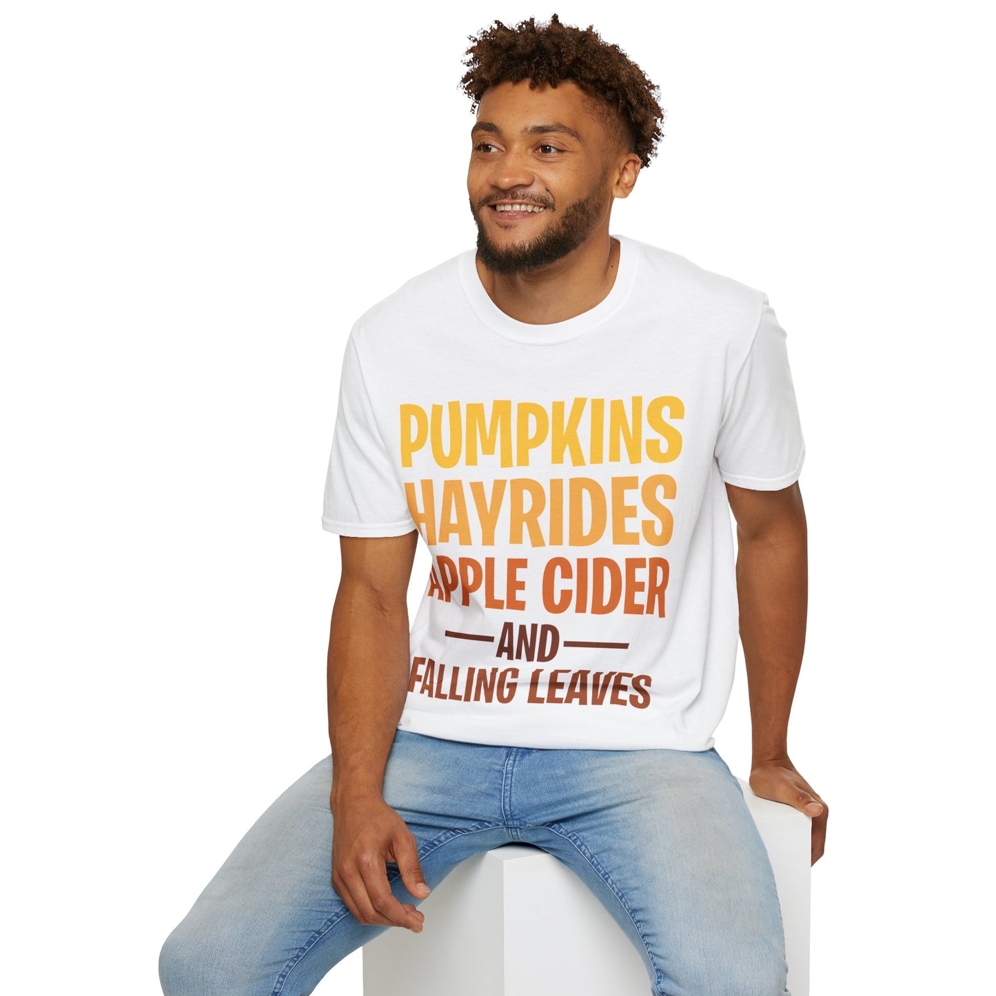 Pumpkins Hayrides Apple Cider & Falling Leaves Halloween T-Shirt Men Women