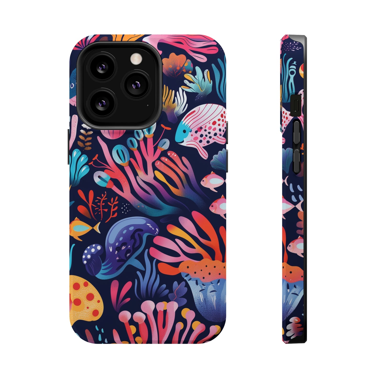 Underwater World Pattern iPhone 13 14 15 Pro Max Plus Case Compatible with MagSafe Tough Cases Protection, Magnetic Phone Case for iPhone  Classic Series