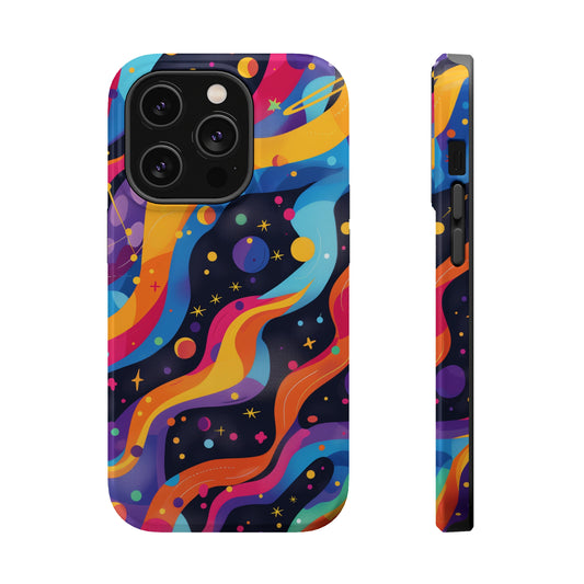 Planetary Parade Vibrant Pattern iPhone 13 14 15 Pro Max Plus Case Compatible with MagSafe Tough Cases Protection, Magnetic Phone Case for iPhone  Classic Series