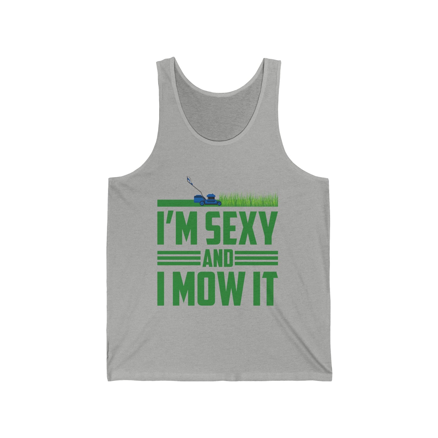 Funny Im Sexy and I Mow It Retro Grass Lawn Mower Tank Top