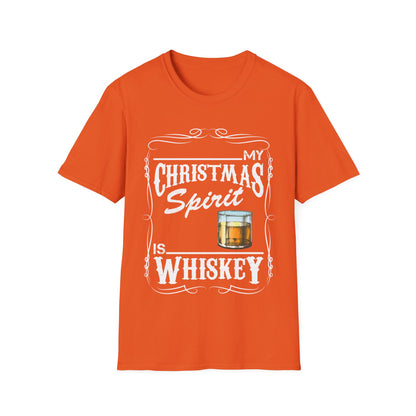 Funny Whiskey Is My Christmas Spirit Xmas Drinking Vintage T-Shirt