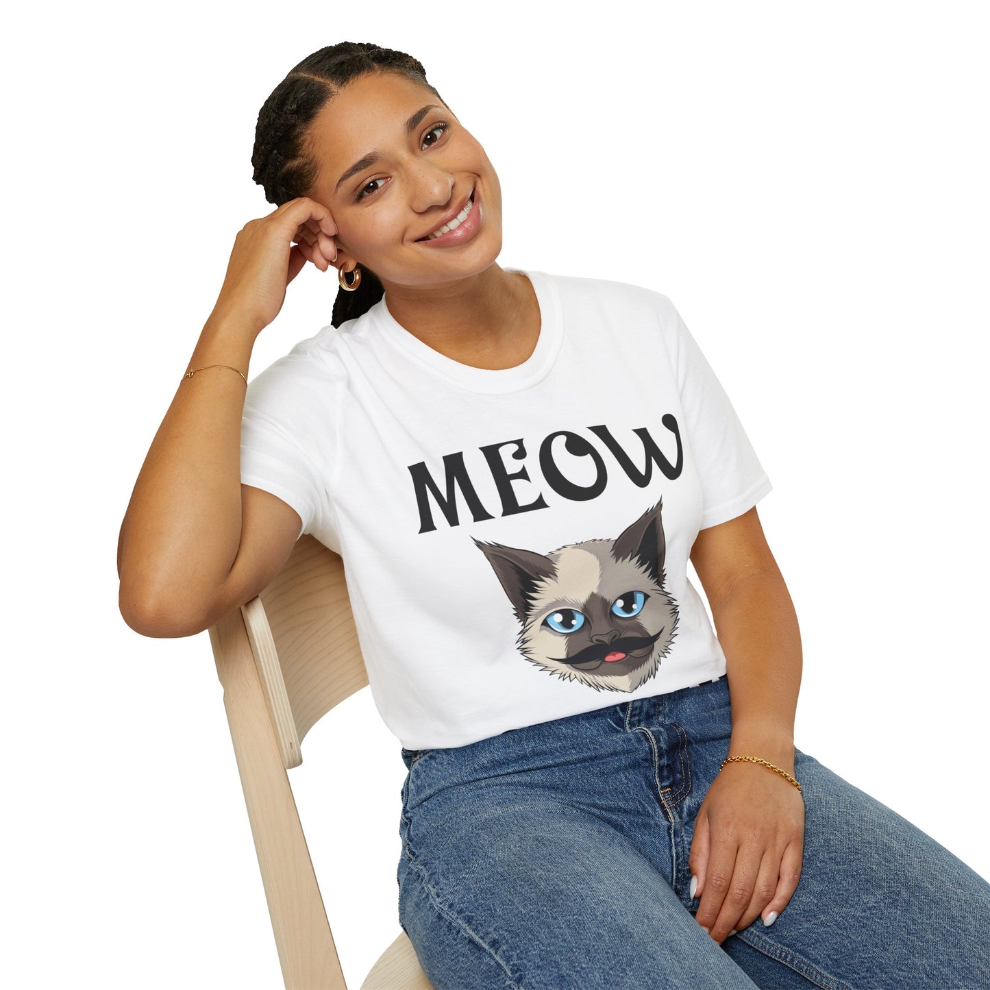 Meowstache Cat Mustache Moustache Beard Bearded Kitten Lovers T-Shirt For Men Women T-Shirt