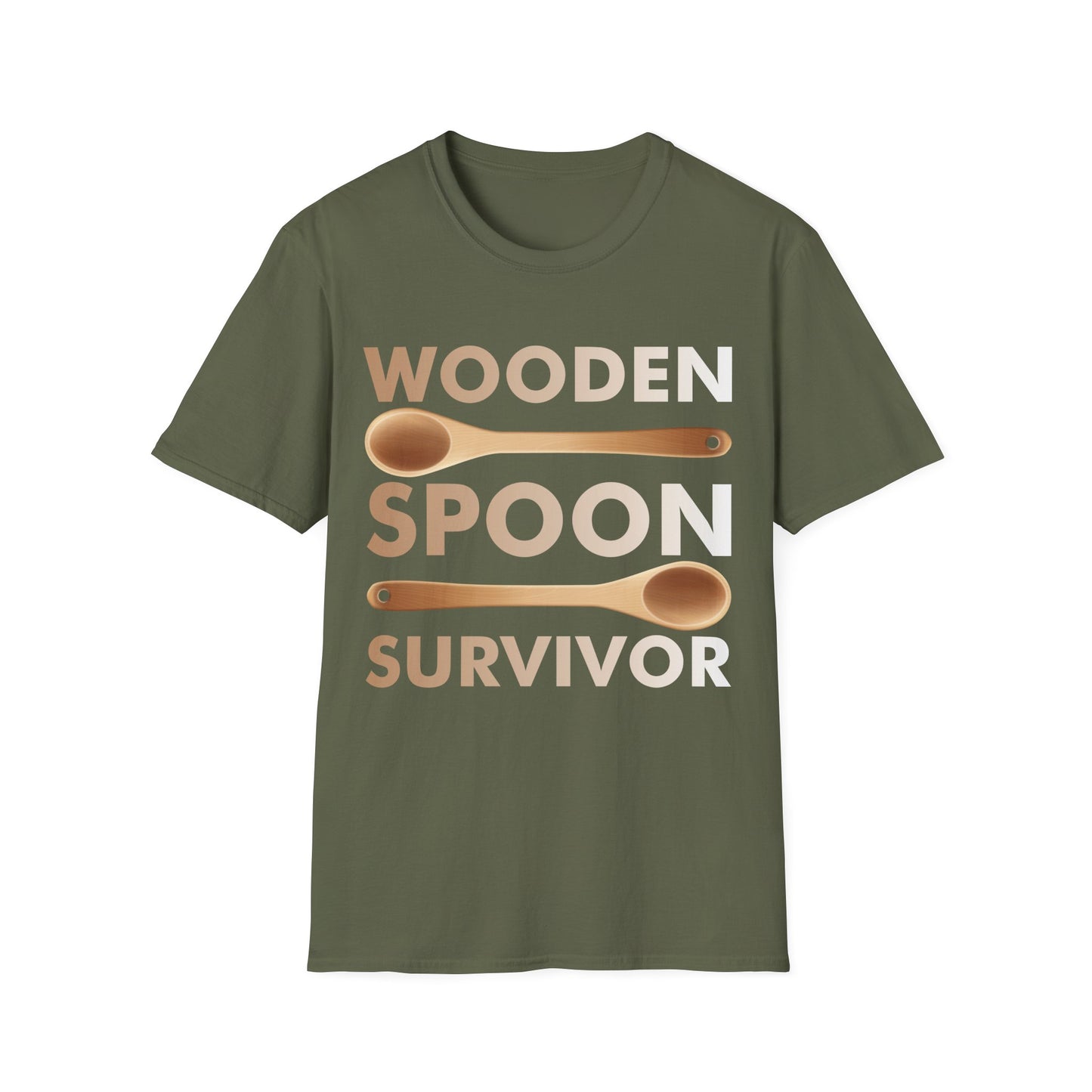 Funny Wooden Spoon Survivor Retro Novelty Sarcastic T-Shirt Men Women