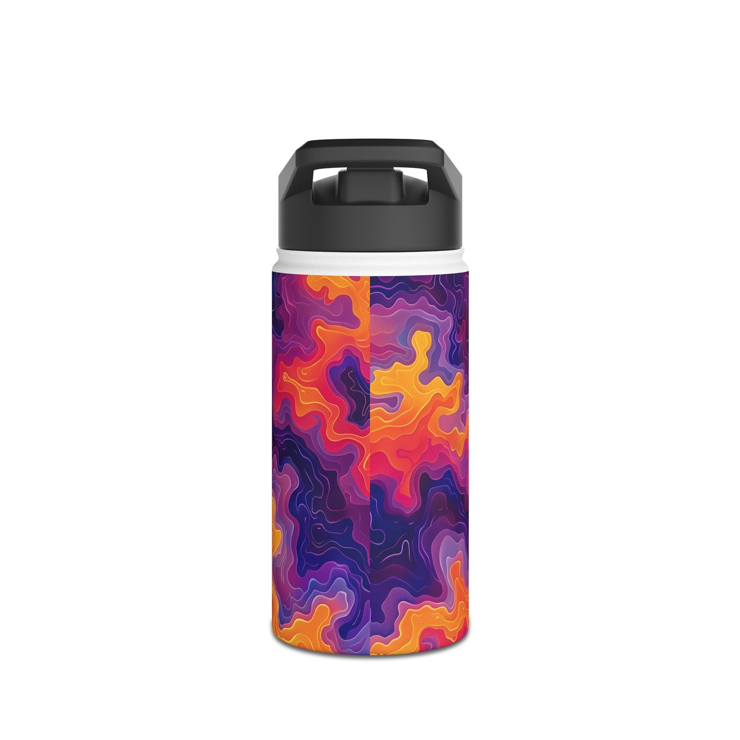 Electric Sunrise Pattern Stainless Steel Water Bottle with Twist-on Lid and Double-Wall Vacuum Insulation