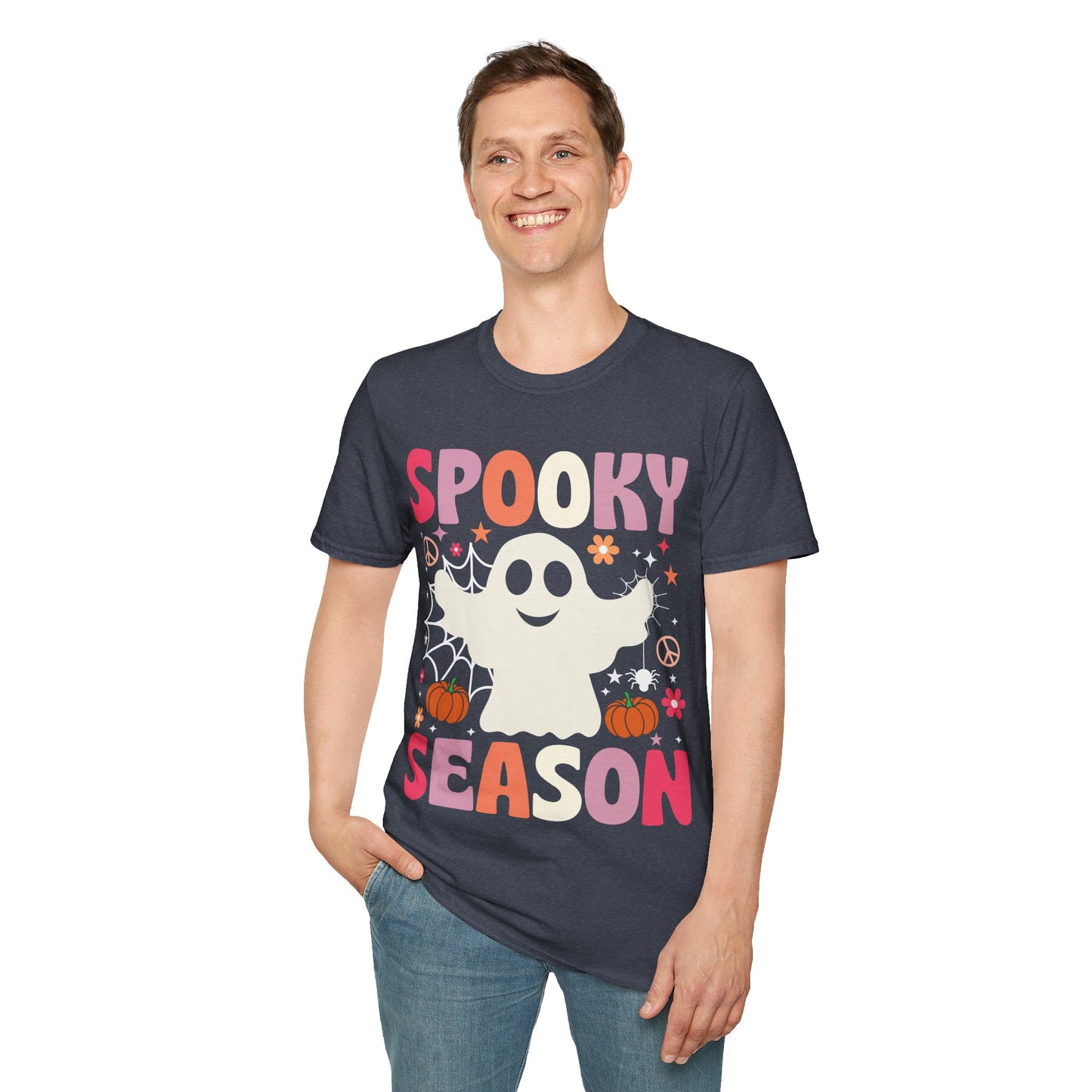 Groovy Spooky Season Cute Ghost Pumpkin Halloween T-Shirt For Men Women Kids