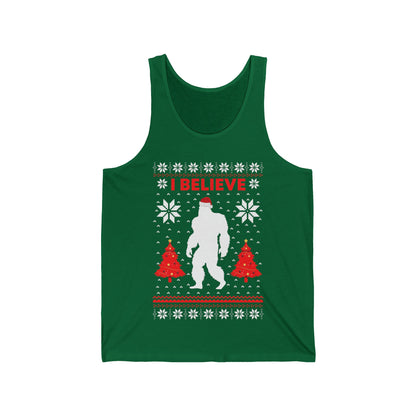 I Believe Sasquatch Big Foot Ugly Funny X-mas Holiday Christmas Jumper Tank Top