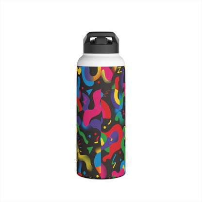 Pop Culture Fun Vibrant Pattern Stainless Steel Water Bottle with Twist-on Lid and Double-Wall Vacuum Insulation