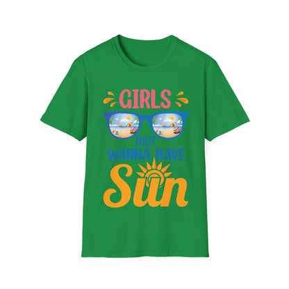 Funny Summer Girls Just Wanna Have Sun Beach Vacation T-Shirt For Women