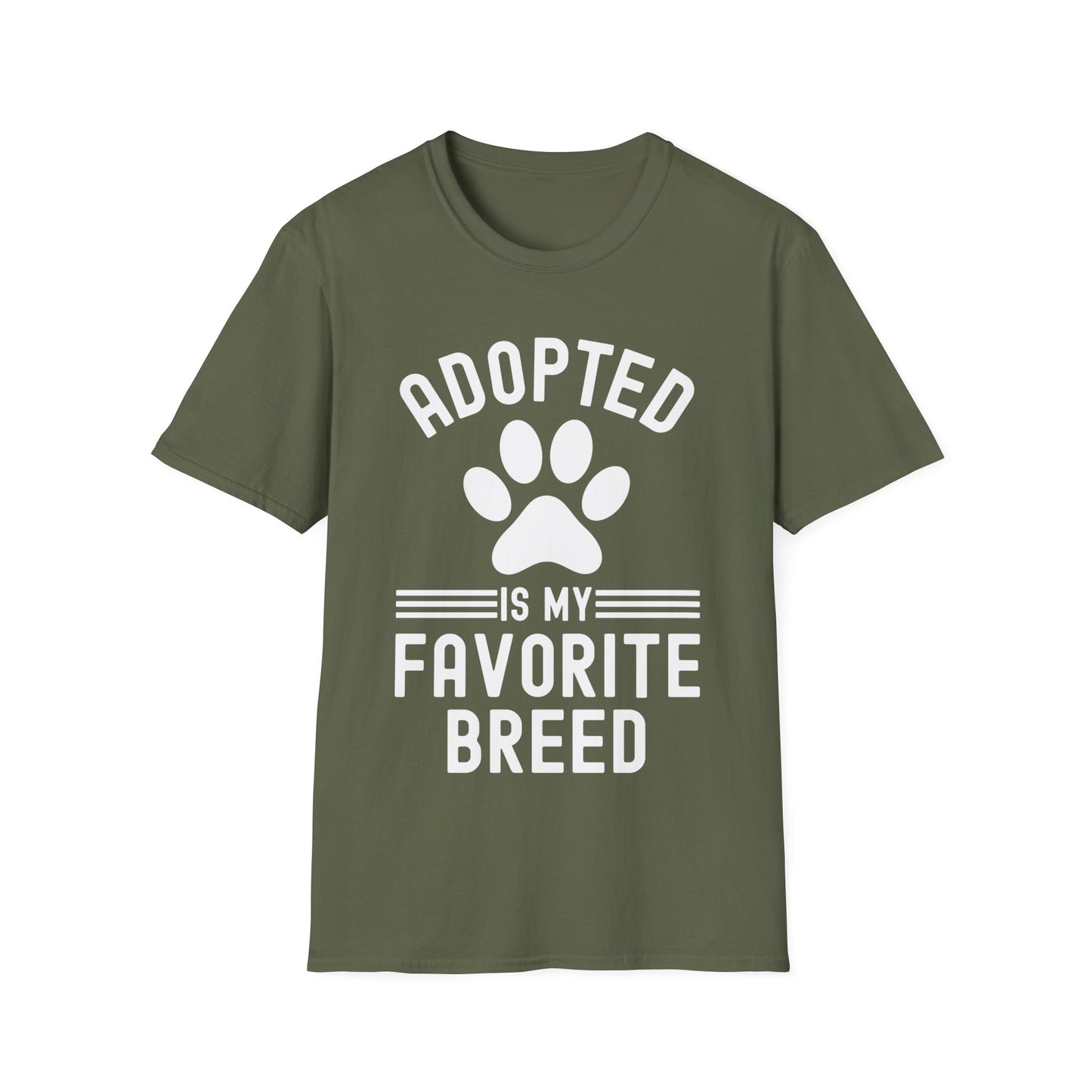 Funny Adopted Is My Favorite Breed Adopt Dog and Cat Lover T-Shirt For Men Women Travelers