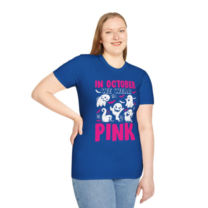 Groovy Wear Pink Breast Cancer Warrior Cute Ghost Halloween T-Shirt