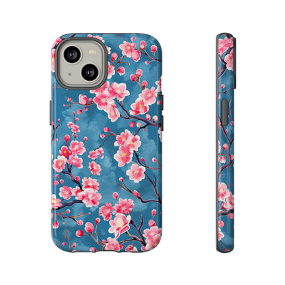 Sakura Blossoms Vibrant Colored iPhone 13 14 15 16 Pro Max Plus Case Wireless Charging Compatible Tough Cases Protection, Magnetic Phone Case for iPhone Classic Series