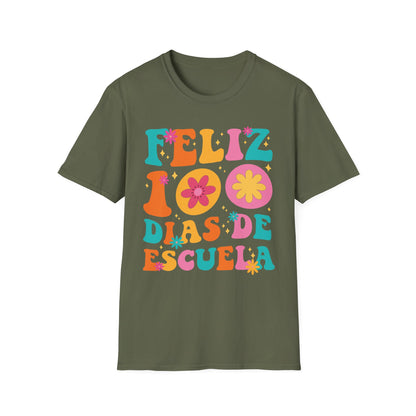 Funny Feliz 100 Diaz De Escuela 100th Day School Spanish Teacher T-Shirt For Men Women Kids