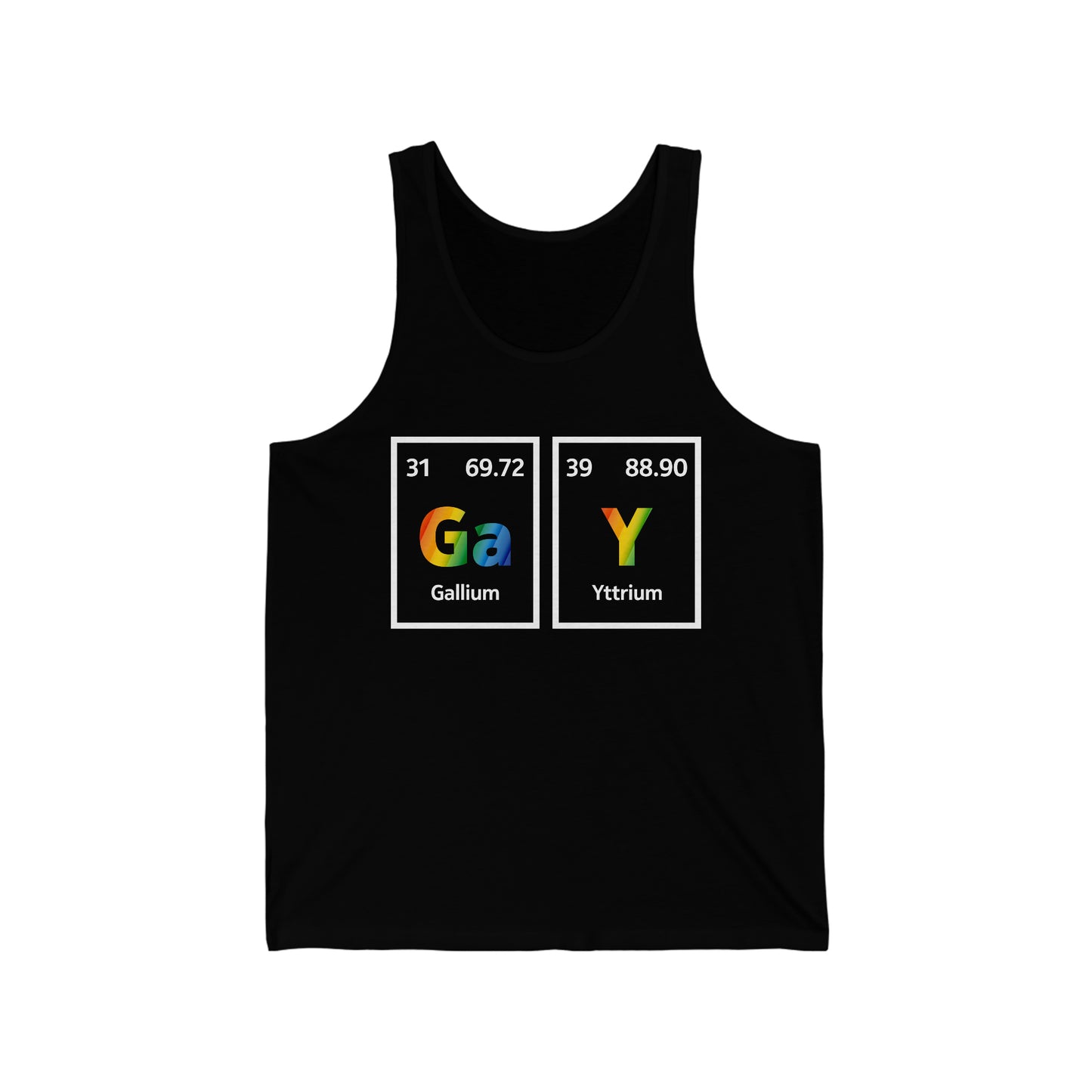 Gay Rainbow Periodic Table Gallium Yttrium Funny LGBT Pride Tank Top Men Women