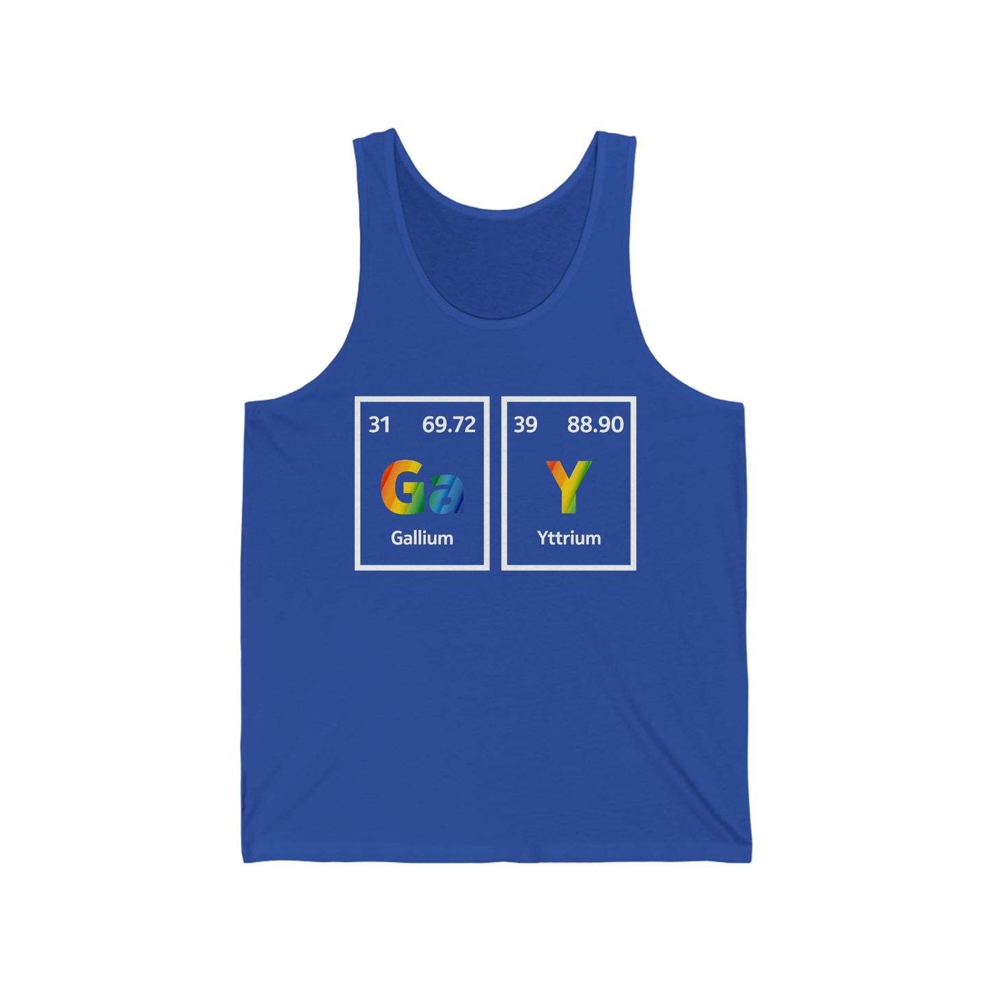 Gay Rainbow Periodic Table Gallium Yttrium Funny LGBT Pride Tank Top Men Women