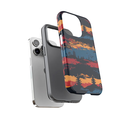 Samurai Sunset Pattern iPhone 13 14 15 16 Pro Max Plus Case Wireless Charging Compatible Tough Cases Protection, Magnetic Phone Case for iPhone Classic Series