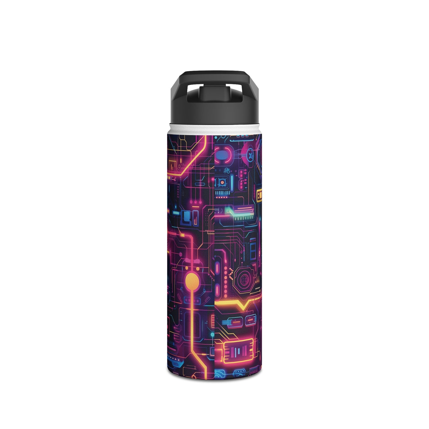 Cyberpunk Neon Pattern Stainless Steel Water Bottle with Twist-on Lid and Double-Wall Vacuum Insulation