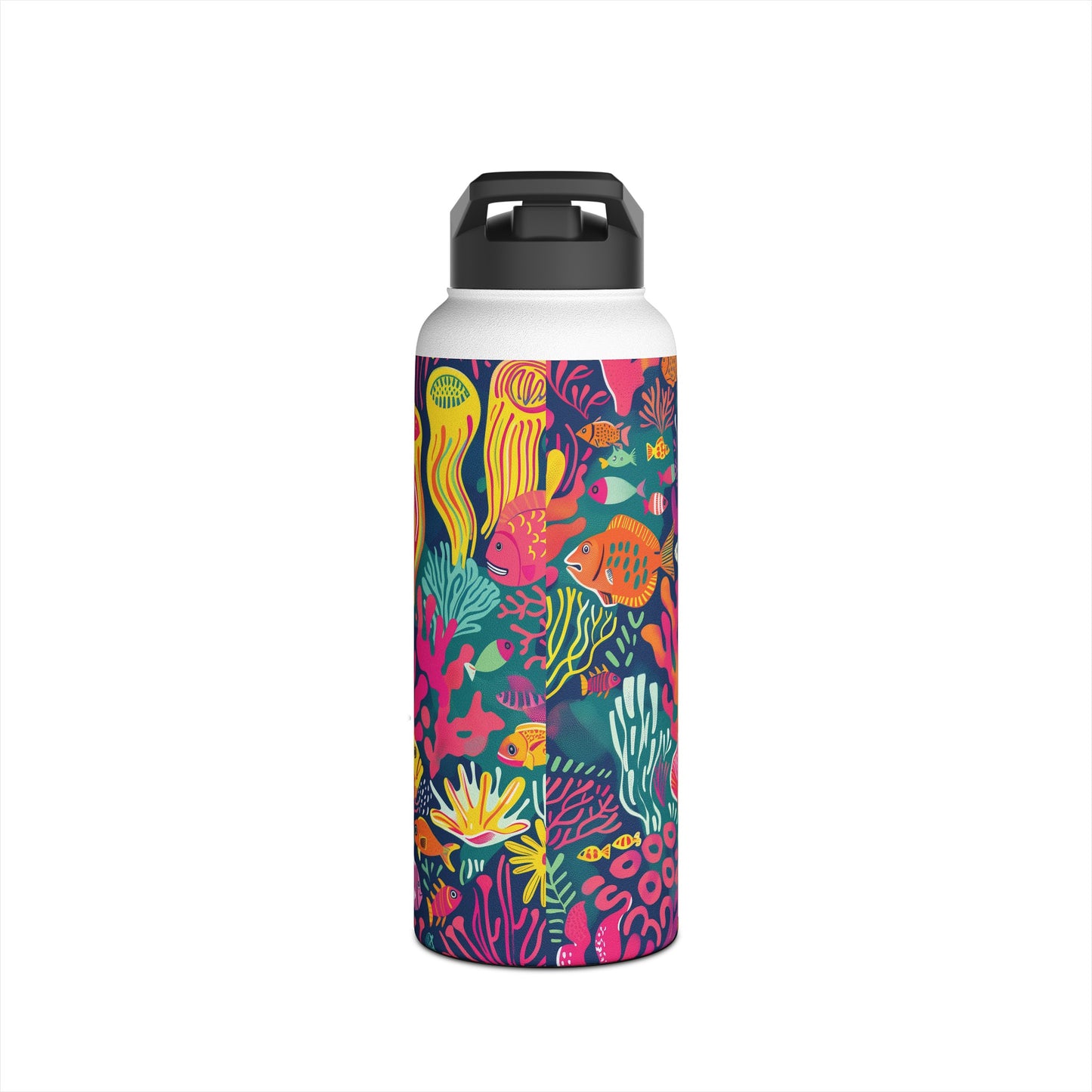 Underwater World Vibrant Pattern Stainless Steel Water Bottle with Twist-on Lid and Double-Wall Vacuum Insulation