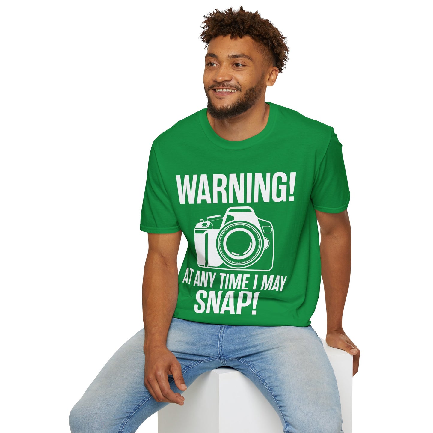 Warning At Any Time I May Snap Camera Photography Funny Photographer T-Shirt Men Women
