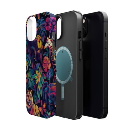 Animal Collage Vibrant Pattern iPhone 13 14 15 Pro Max Plus Case Compatible with MagSafe Tough Cases Protection, Magnetic Phone Case for iPhone  Classic Series