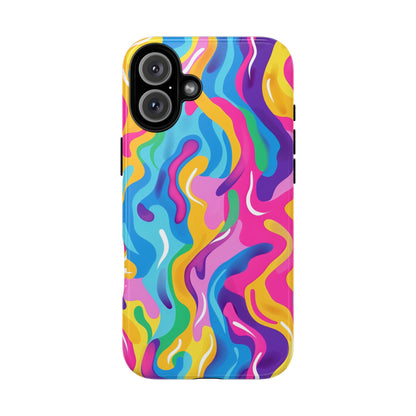 Rainbow Splash Pattern iPhone iPhone 13 14 15 16 Pro Max Plus Case Wireless Charging Compatible Tough Cases Protection, Magnetic Phone Case for iPhone Classic Series