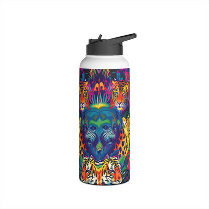 Animal Collage Pattern Stainless Steel Water Bottle with Twist-on Lid and Double-Wall Vacuum Insulation